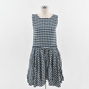 Vineyard Vines Gingham Moonshine Dress Womens Size XS Navy Blue Tie‎ Sleeveless